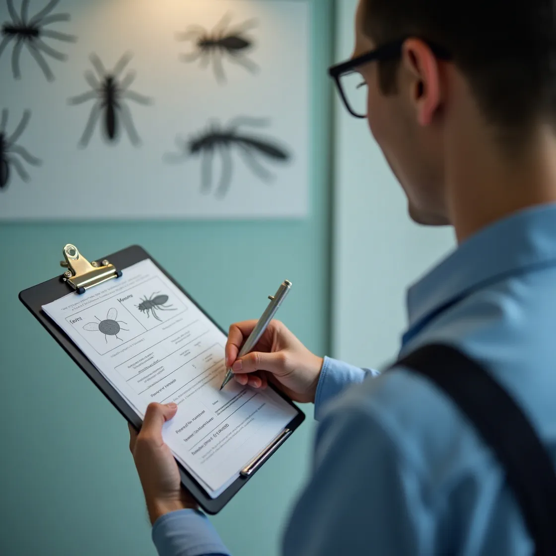 image d'un employé CMB3D remplissant un document de Diagnostic